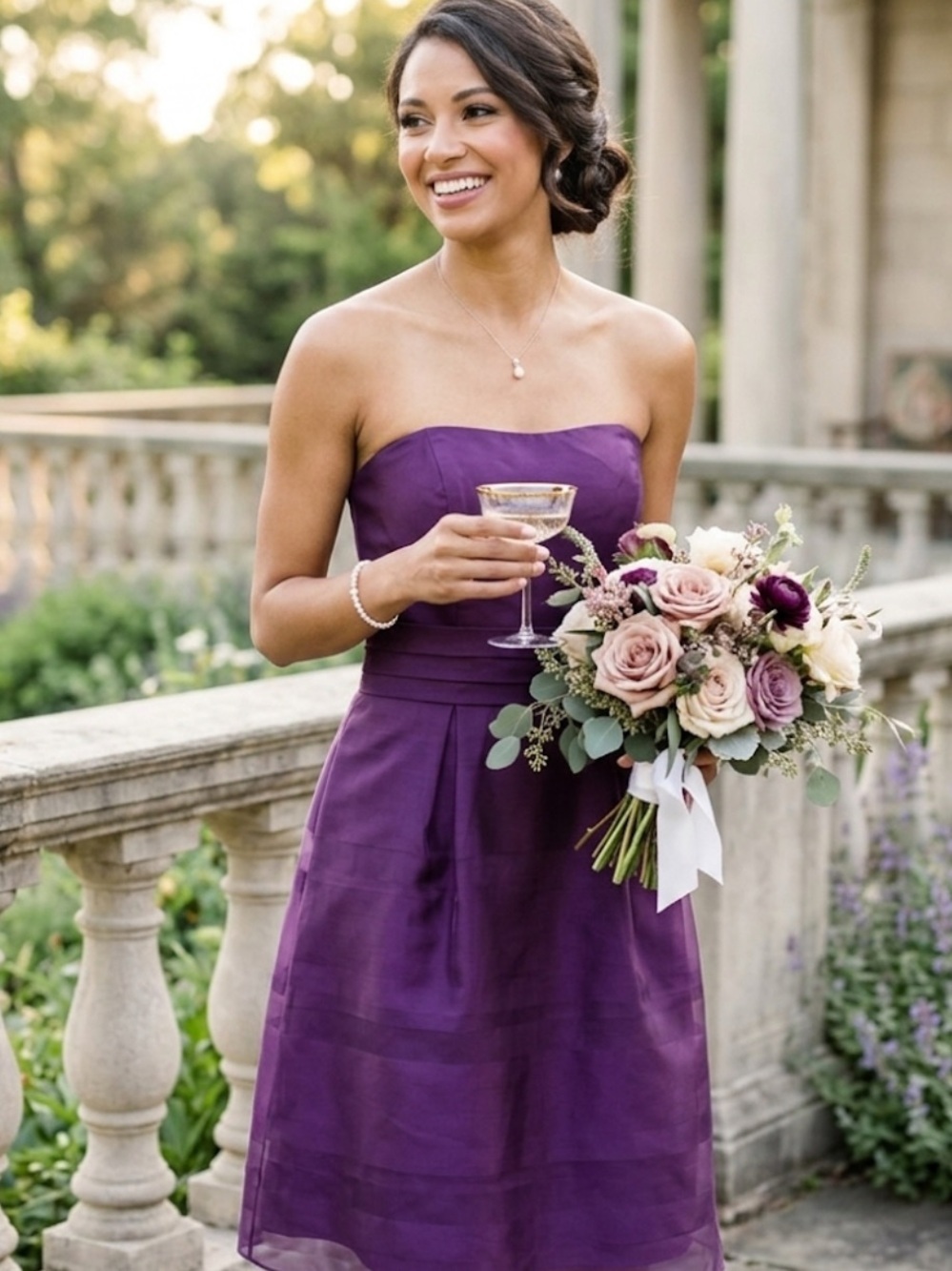 Dessy Collection Bridesmaid strapless midi dress